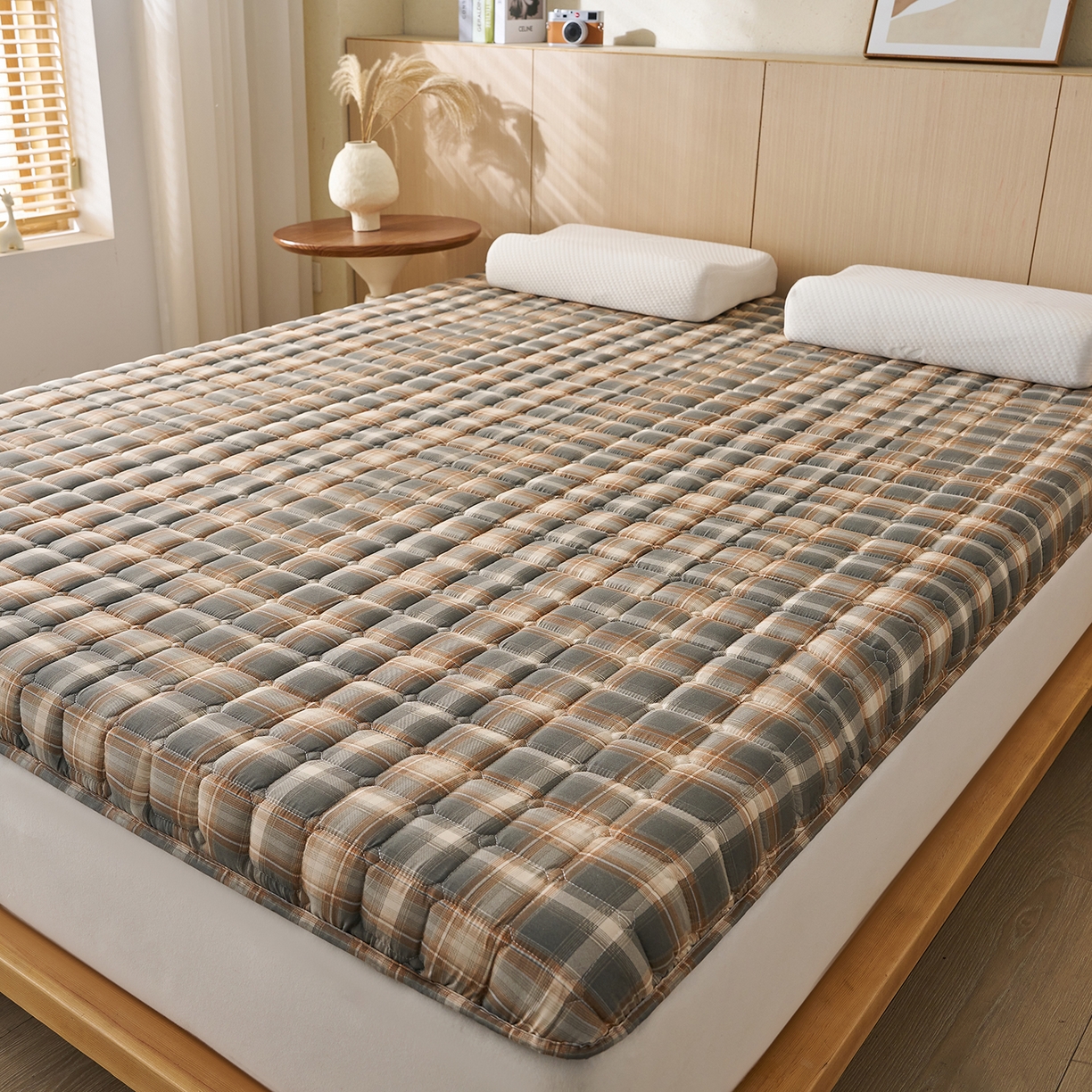 91家纺网 家纺一手货源 找家纺 缦吉 2025新款A类格调新疆棉花床垫 格调咖