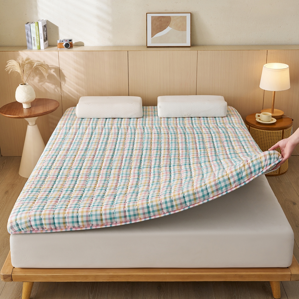 91家纺网 家纺一手货源 找家纺 缦吉 2025新款A类格调新疆棉花床垫 格调彩