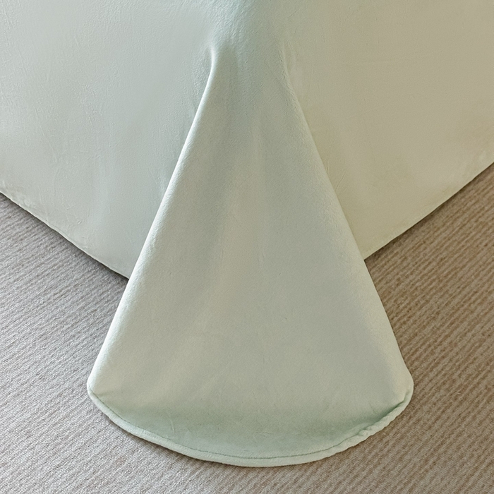 91家纺网 家纺一手货源 找家纺 锦铭源家纺 2025新款烂花75D全消光超柔樱花绒牛奶绒四件套拼角四件套【有买家秀】 繁花织梦-浅绿