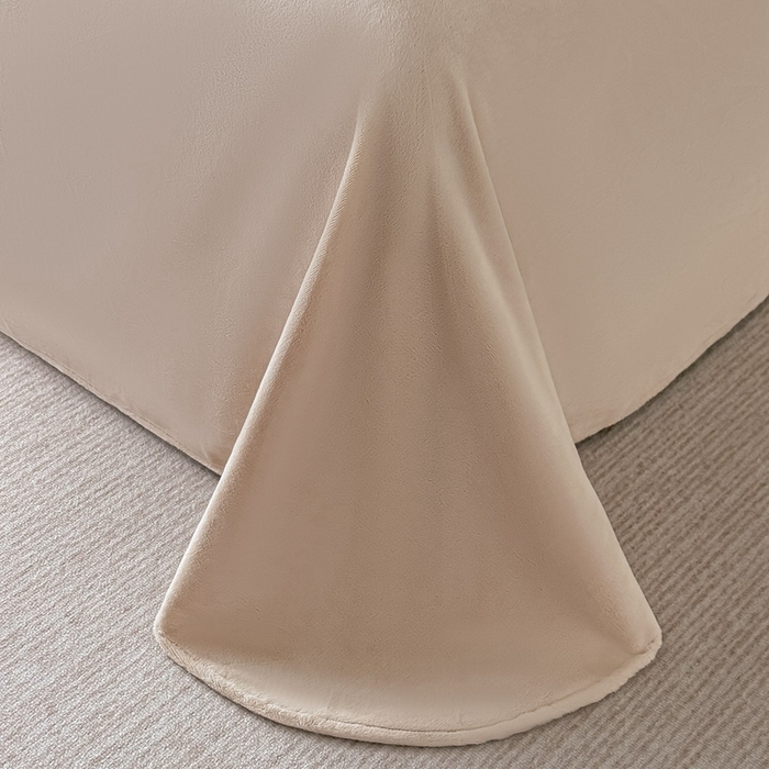 91家纺网 家纺一手货源 找家纺 锦铭源家纺 2025新款烂花75D全消光超柔樱花绒牛奶绒四件套拼角四件套【有买家秀】 芦影摇波-咖