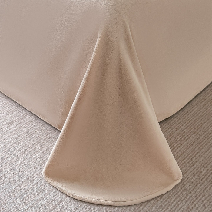 91家纺网 家纺一手货源 找家纺 锦铭源家纺 2025新款烂花75D全消光超柔樱花绒牛奶绒四件套拼角四件套【有买家秀】 叶影摇风-咖