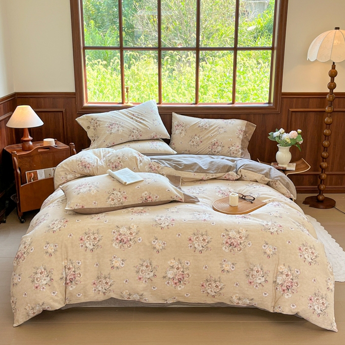 91家纺网 家纺一手货源 找家纺 （总）爱彼家纺 2025新款亲肤舒适原麻亚麻水洗棉四件套-纽扣款