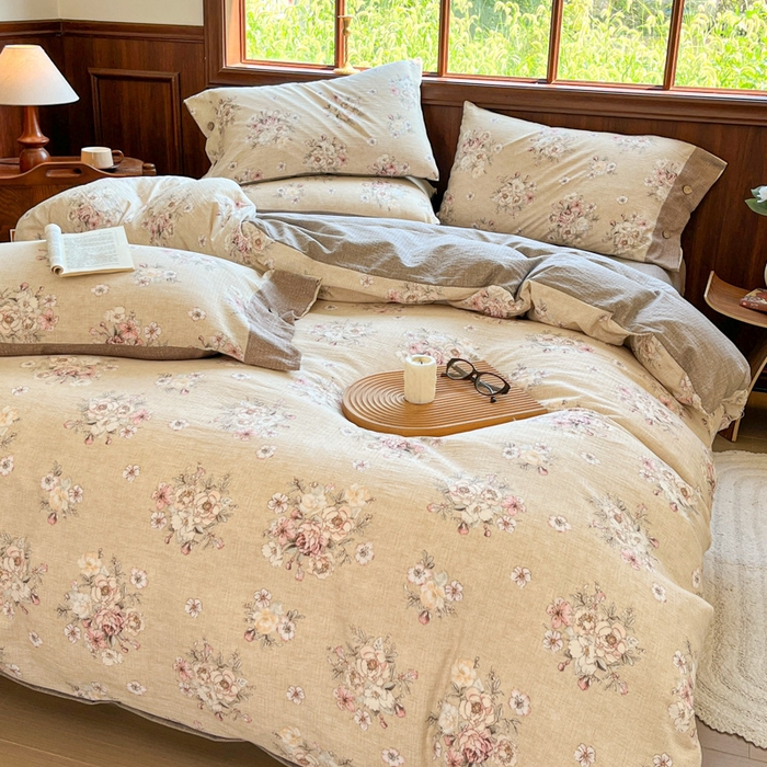 91家纺网 家纺一手货源 找家纺 （总）爱彼家纺 2025新款亲肤舒适原麻亚麻水洗棉四件套-纽扣款