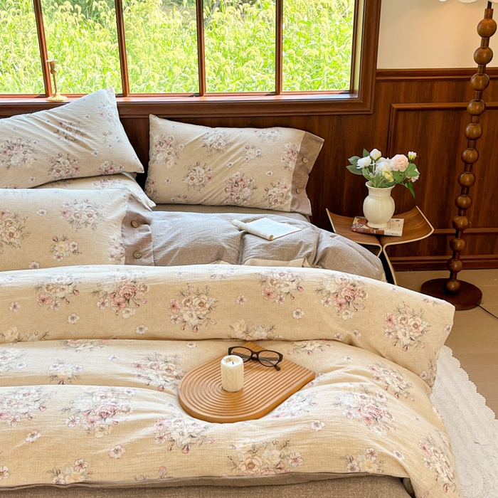 91家纺网 家纺一手货源 找家纺 （总）爱彼家纺 2025新款亲肤舒适原麻亚麻水洗棉四件套-纽扣款