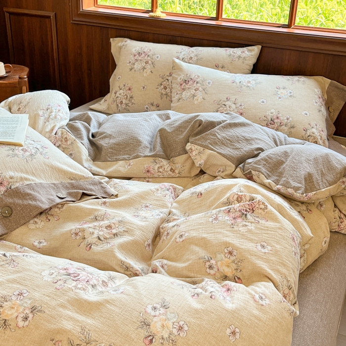 91家纺网 家纺一手货源 找家纺 （总）爱彼家纺 2025新款亲肤舒适原麻亚麻水洗棉四件套-纽扣款