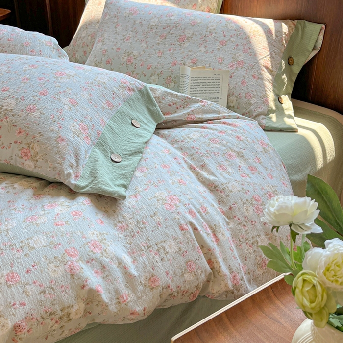 91家纺网 家纺一手货源 找家纺 （总）爱彼家纺 2025新款亲肤舒适原麻亚麻水洗棉四件套-纽扣款