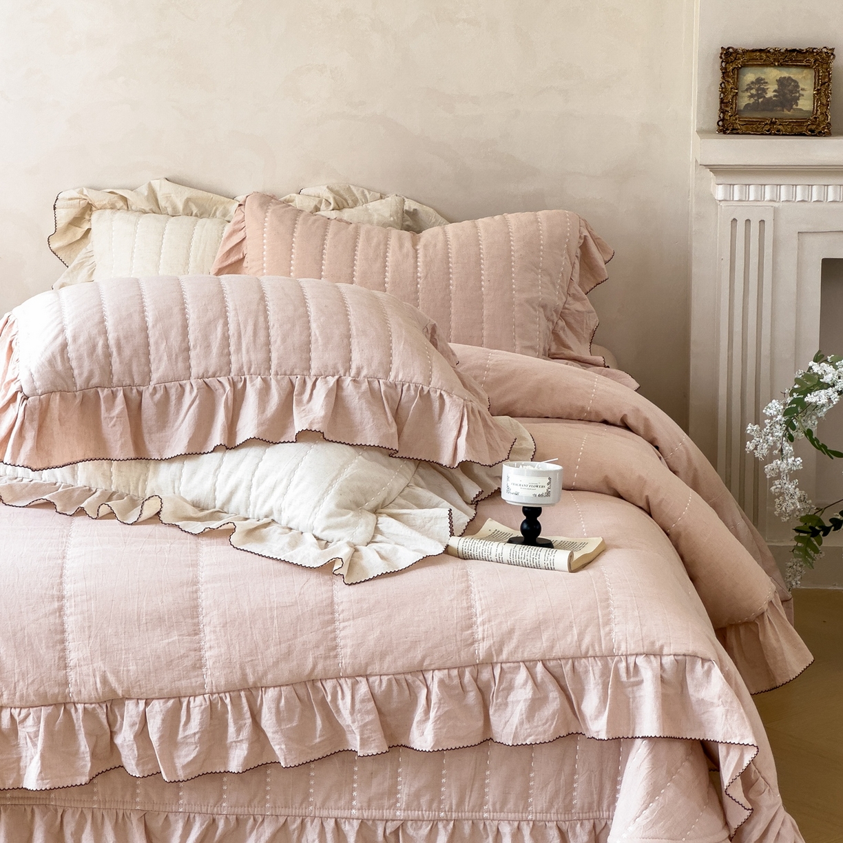 91家纺网 家纺一手货源 找家纺 （总）上喜 2025新款简约棉麻床盖夏被夏凉被空调被四件套