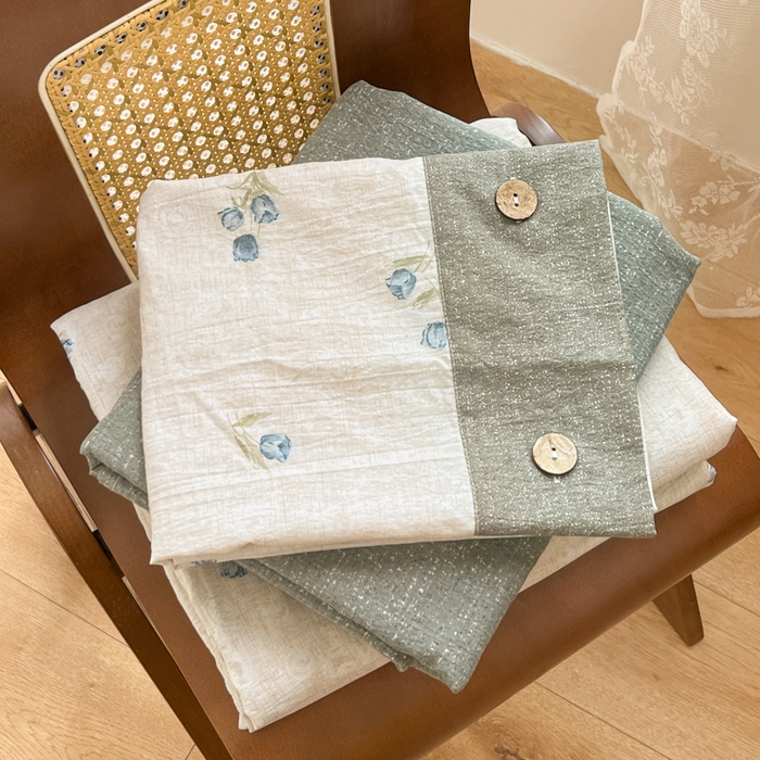 91家纺网 家纺一手货源 找家纺 爱彼家纺 2025新款亲肤舒适原麻亚麻水洗棉四件套-纽扣款 暗香浮动