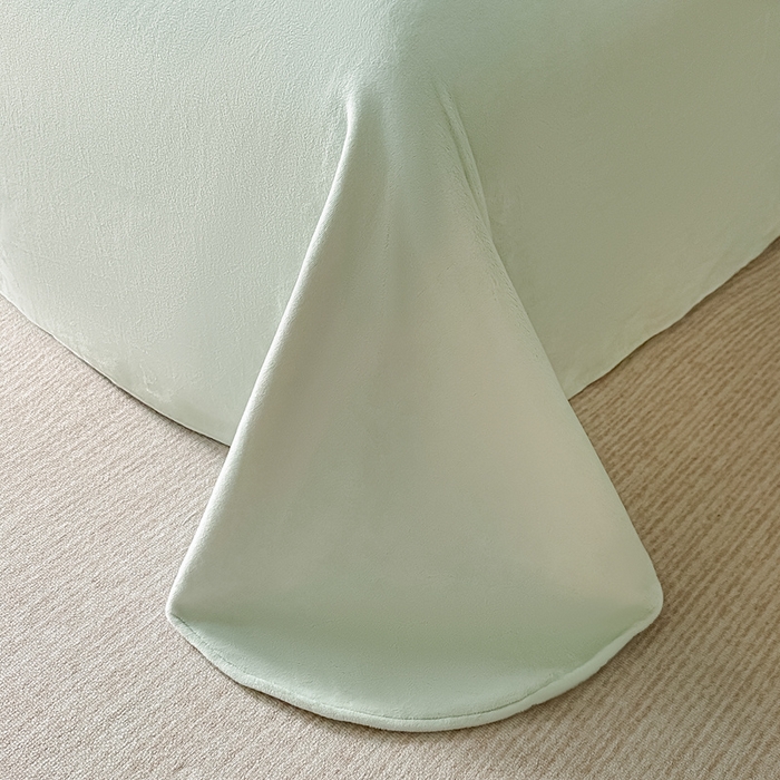 91家纺网 家纺一手货源 找家纺 锦铭源家纺 2025新款雪貂绒烂花75D全消光超柔樱花绒双拼角四件套牛奶绒四件套【有买家秀】 轻奢-浅绿