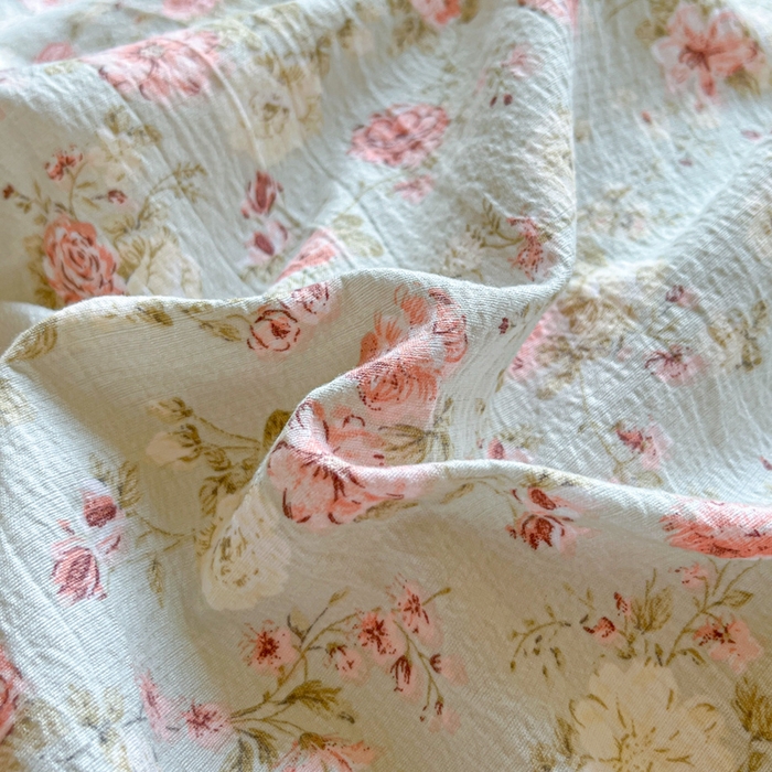 91家纺网 家纺一手货源 找家纺 爱彼家纺 2025新款亲肤舒适原麻亚麻水洗棉四件套-纽扣款 花似锦绿