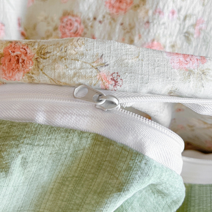 91家纺网 家纺一手货源 找家纺 爱彼家纺 2025新款亲肤舒适原麻亚麻水洗棉四件套-纽扣款 花似锦绿