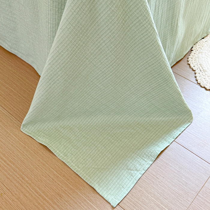 91家纺网 家纺一手货源 找家纺 爱彼家纺 2025新款亲肤舒适原麻亚麻水洗棉四件套-纽扣款 花似锦绿