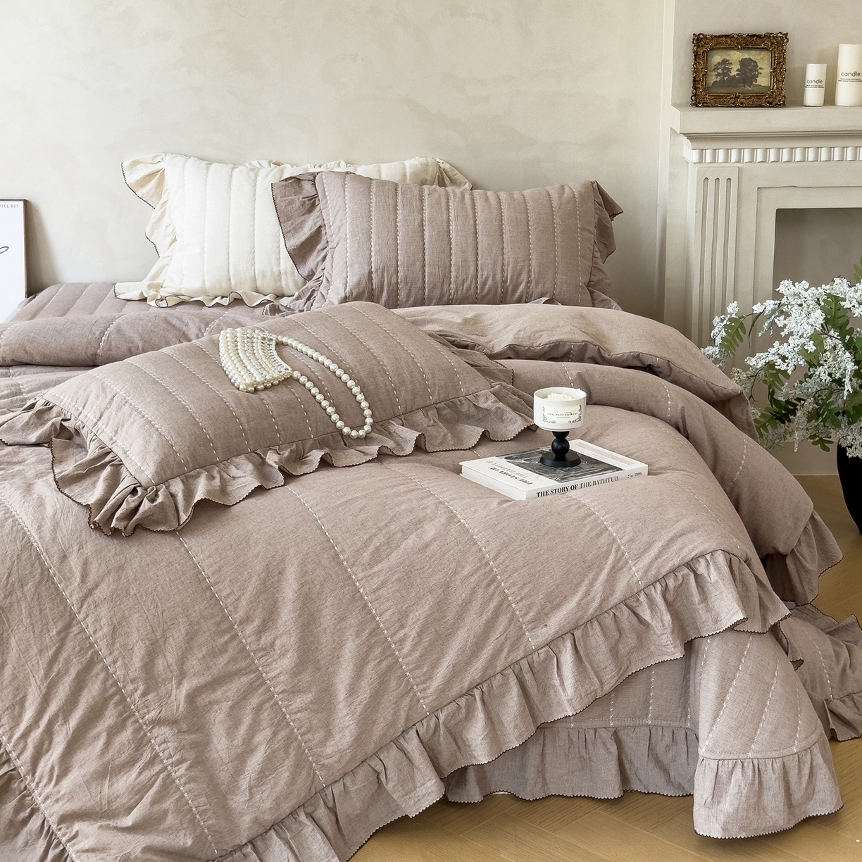 上喜 2025新款简约棉麻床盖夏被夏凉被空调被四件套 麻本色