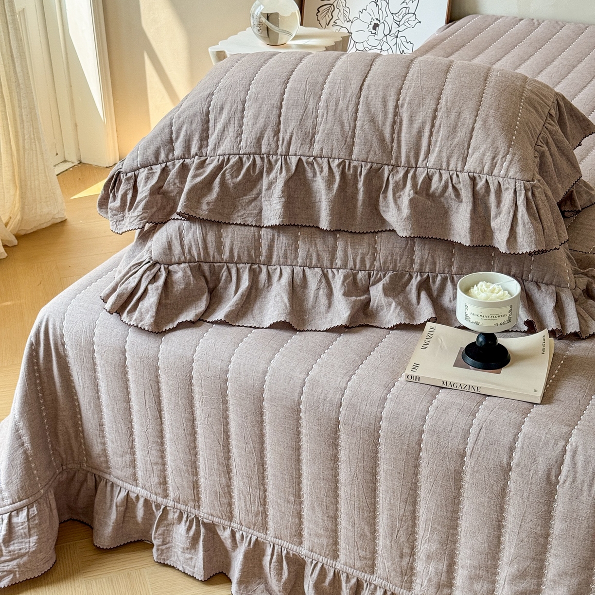 91家纺网 家纺一手货源 找家纺 上喜 2025新款简约棉麻床盖夏被夏凉被空调被四件套 麻本色