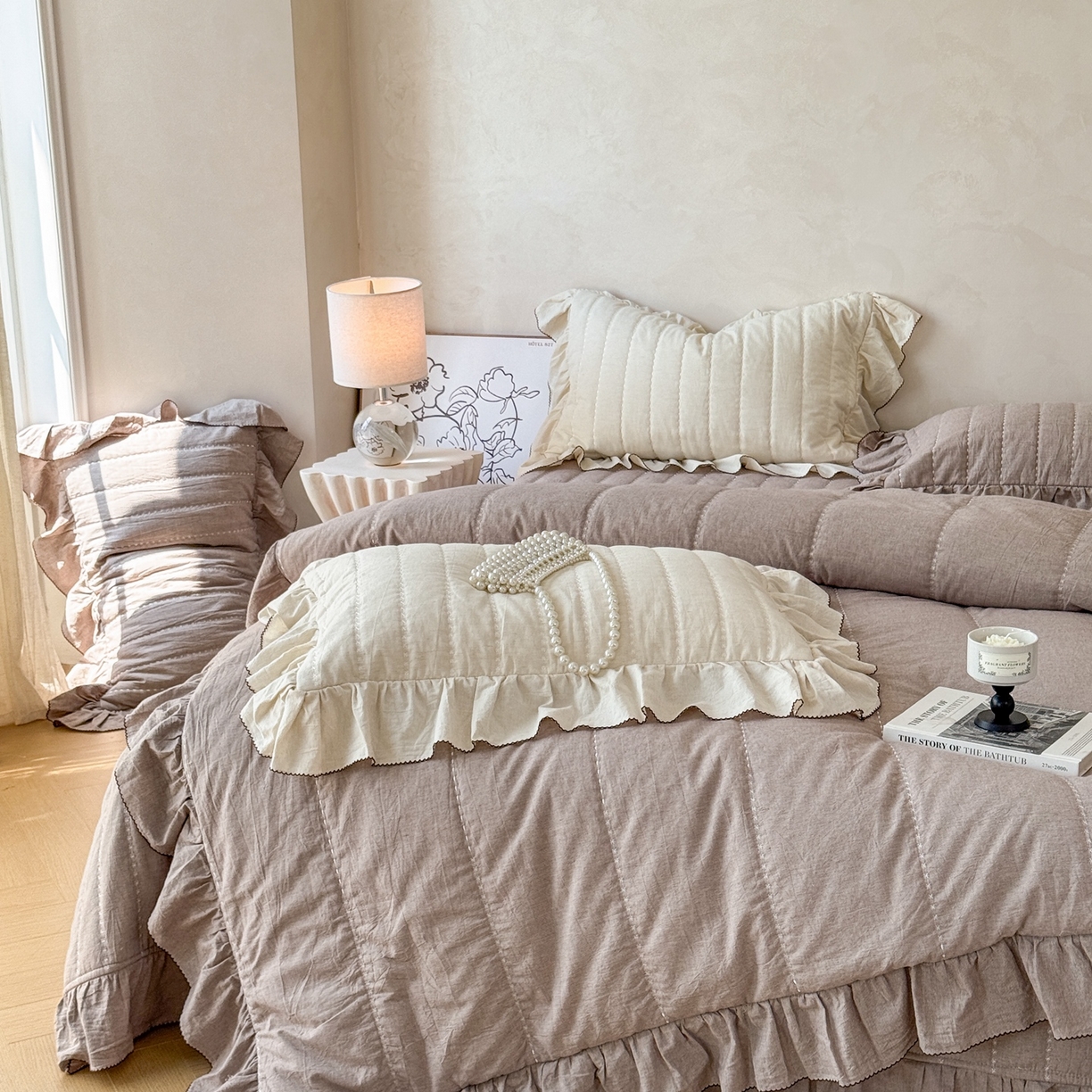 91家纺网 家纺一手货源 找家纺 上喜 2025新款简约棉麻床盖夏被夏凉被空调被四件套 麻本色