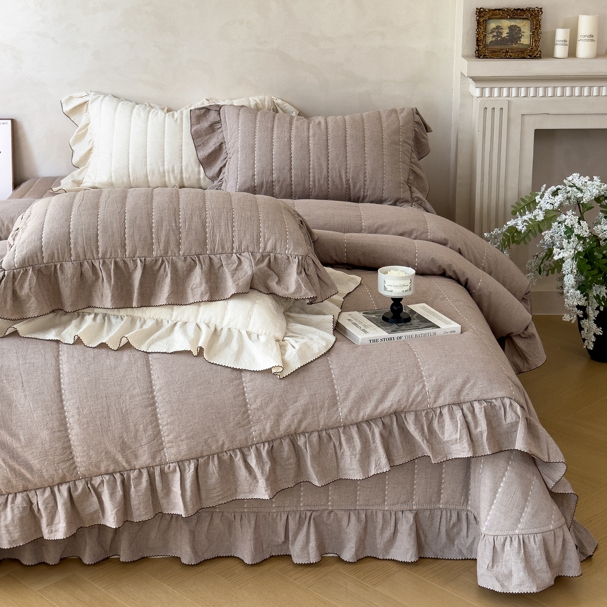 91家纺网 家纺一手货源 找家纺 上喜 2025新款简约棉麻床盖夏被夏凉被空调被四件套 麻本色