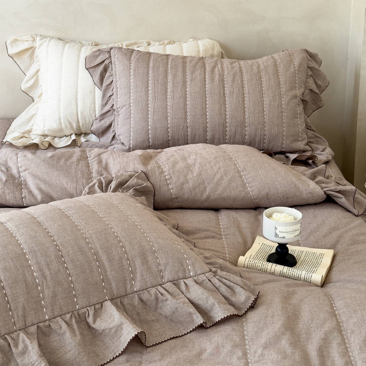 91家纺网 家纺一手货源 找家纺 上喜 2025新款简约棉麻床盖夏被夏凉被空调被四件套 麻本色