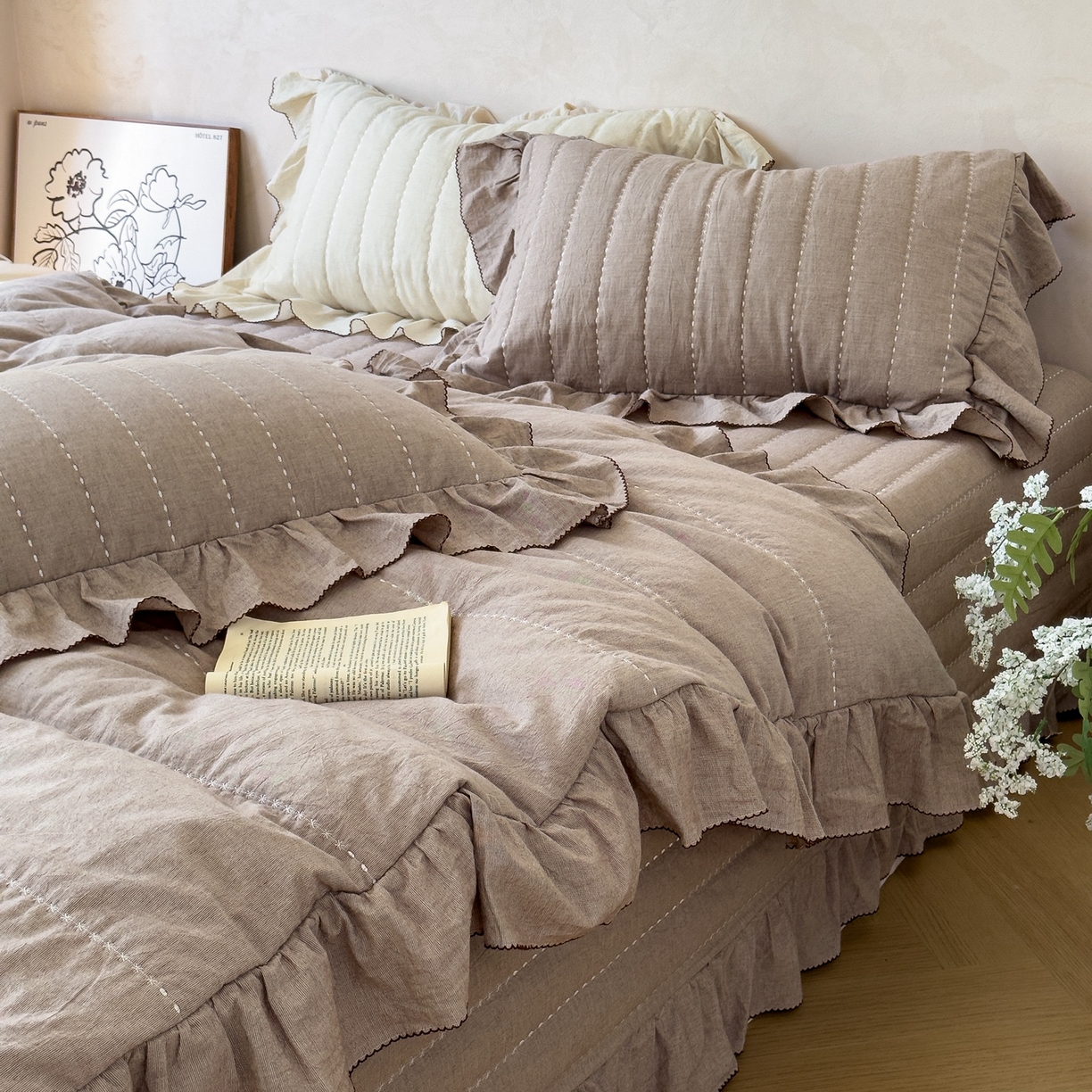 91家纺网 家纺一手货源 找家纺 上喜 2025新款简约棉麻床盖夏被夏凉被空调被四件套 麻本色