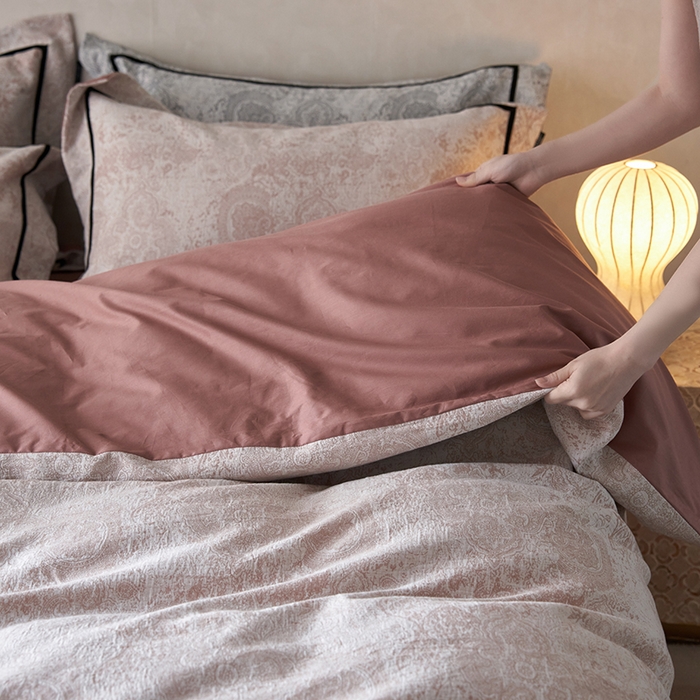 91家纺网 家纺一手货源 找家纺 （总）宜代光年 2025新款水洗三层纱色织大提花四件套（织带枕套）