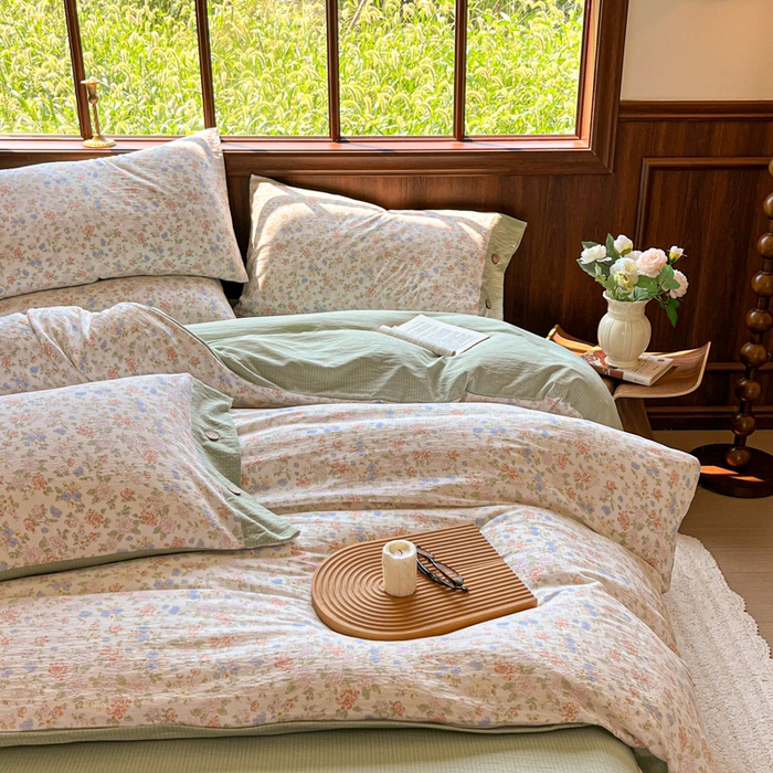 91家纺网 家纺一手货源 找家纺 爱彼家纺 2025新款亲肤舒适原麻亚麻水洗棉四件套-纽扣款 清茉