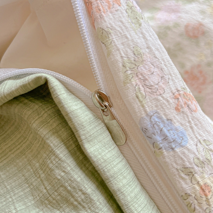 91家纺网 家纺一手货源 找家纺 爱彼家纺 2025新款亲肤舒适原麻亚麻水洗棉四件套-纽扣款 清茉