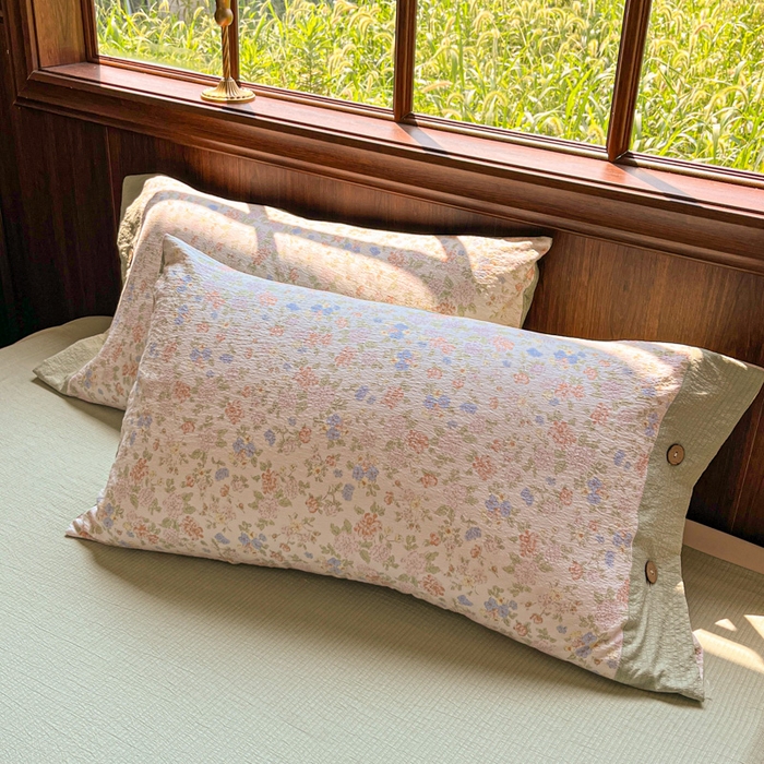 91家纺网 家纺一手货源 找家纺 爱彼家纺 2025新款亲肤舒适原麻亚麻水洗棉四件套-纽扣款 清茉