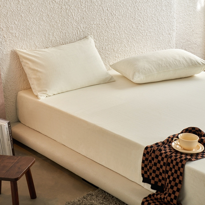 91家纺网 家纺一手货源 找家纺 千朵森 2025新款全消光牛奶绒床笠单床笠单品床笠单件床笠-芙妮 芙妮-奶油白