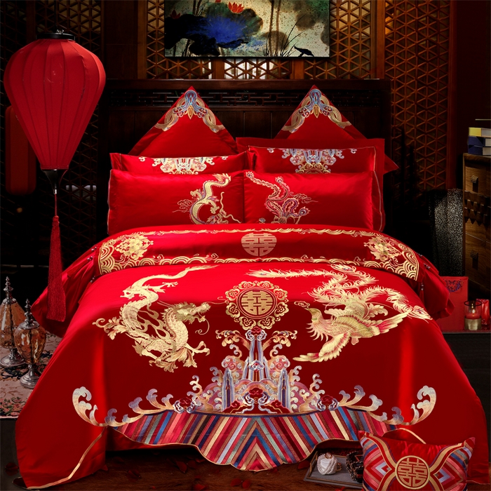 宏羽纺家纺 2025新款全棉100%全棉新中式婚庆多件套 情比金坚