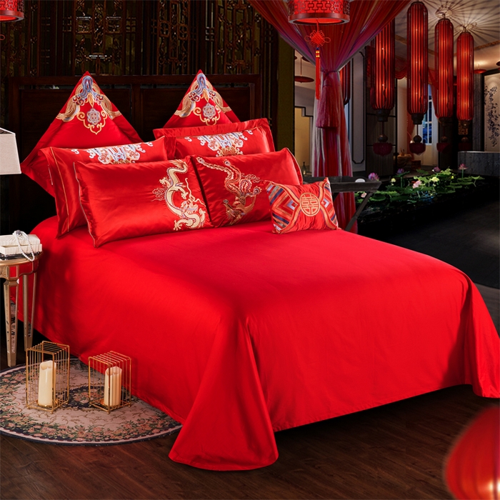 91家纺网 家纺一手货源 找家纺 宏羽纺家纺 2025新款全棉100%全棉新中式婚庆多件套 情比金坚