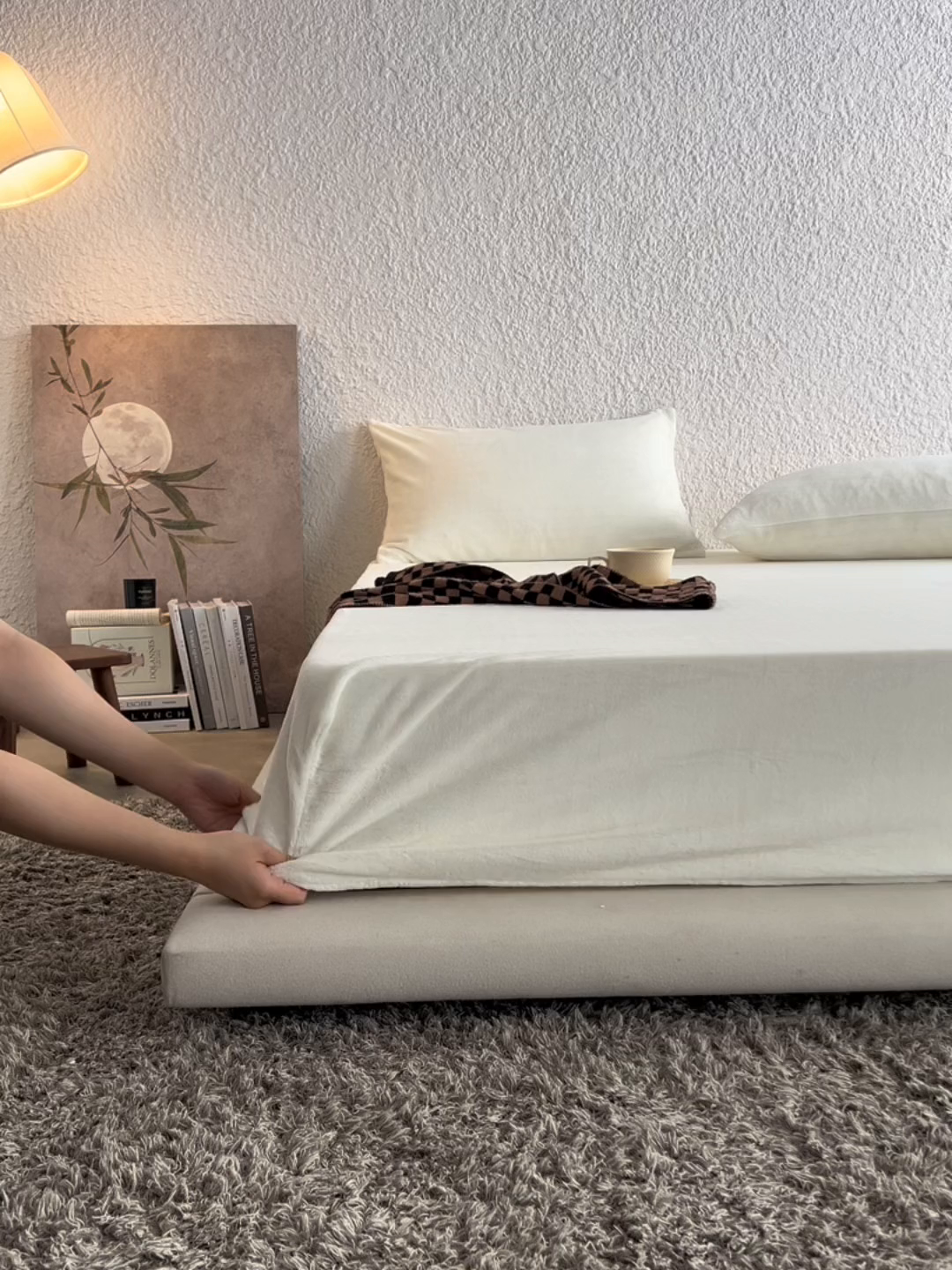 91家纺网 家纺一手货源 找家纺 千朵森 2025新款全消光牛奶绒床笠单床笠单品床笠单件床笠-芙妮 芙妮-奶油白