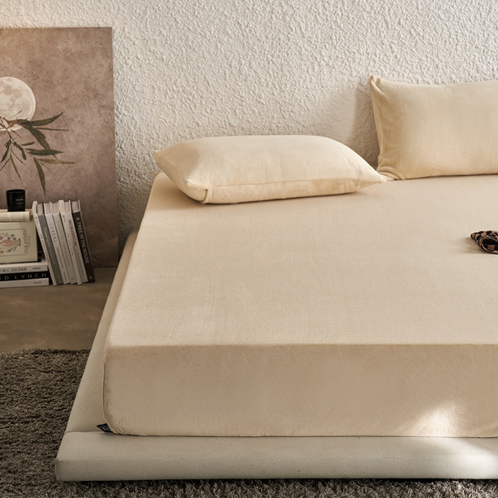 91家纺网 家纺一手货源 找家纺 千朵森 2025新款全消光牛奶绒床笠单床笠单品床笠单件床笠-芙妮 芙妮-奶芋黄