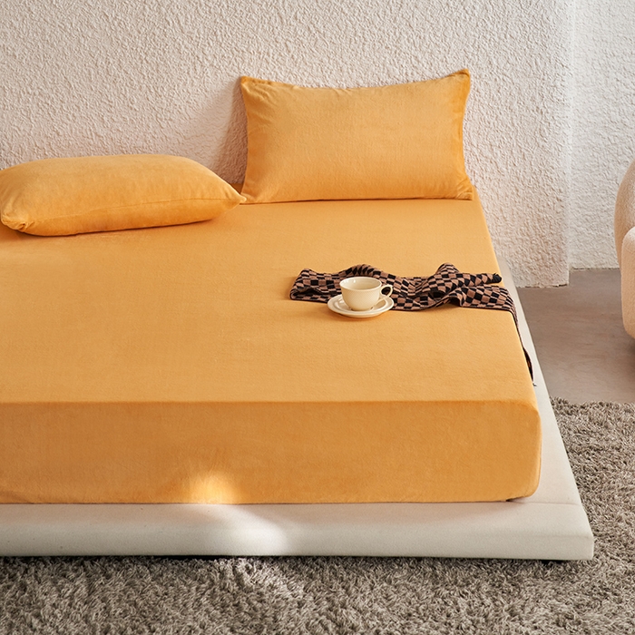 91家纺网 家纺一手货源 找家纺 千朵森 2025新款全消光牛奶绒床笠单床笠单品床笠单件床笠-芙妮 芙妮-向阳黄