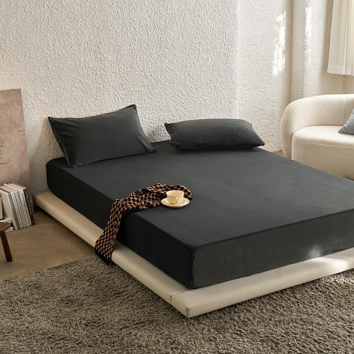 91家纺网 家纺一手货源 找家纺 千朵森 2025新款全消光牛奶绒床笠单床笠单品床笠单件床笠-芙妮 芙妮-雅士灰