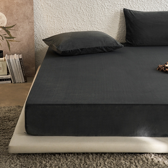 91家纺网 家纺一手货源 找家纺 千朵森 2025新款全消光牛奶绒床笠单床笠单品床笠单件床笠-芙妮 芙妮-雅士灰