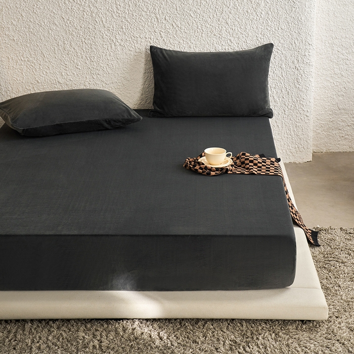 91家纺网 家纺一手货源 找家纺 千朵森 2025新款全消光牛奶绒床笠单床笠单品床笠单件床笠-芙妮 芙妮-雅士灰