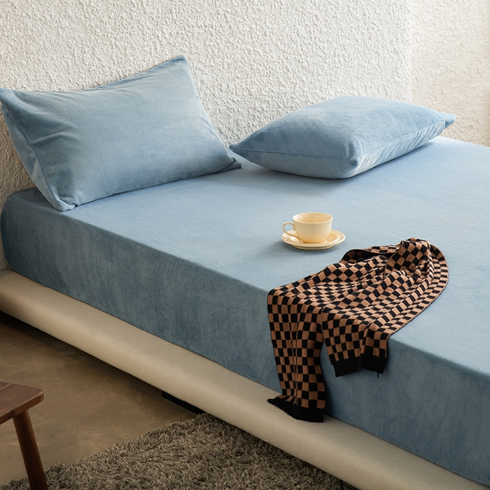 91家纺网 家纺一手货源 找家纺 千朵森 2025新款全消光牛奶绒床笠单床笠单品床笠单件床笠-芙妮 芙妮-银光蓝