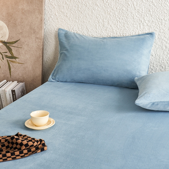 91家纺网 家纺一手货源 找家纺 千朵森 2025新款全消光牛奶绒床笠单床笠单品床笠单件床笠-芙妮 芙妮-银光蓝