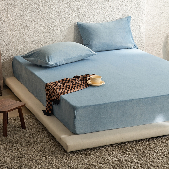 91家纺网 家纺一手货源 找家纺 千朵森 2025新款全消光牛奶绒床笠单床笠单品床笠单件床笠-芙妮 芙妮-银光蓝