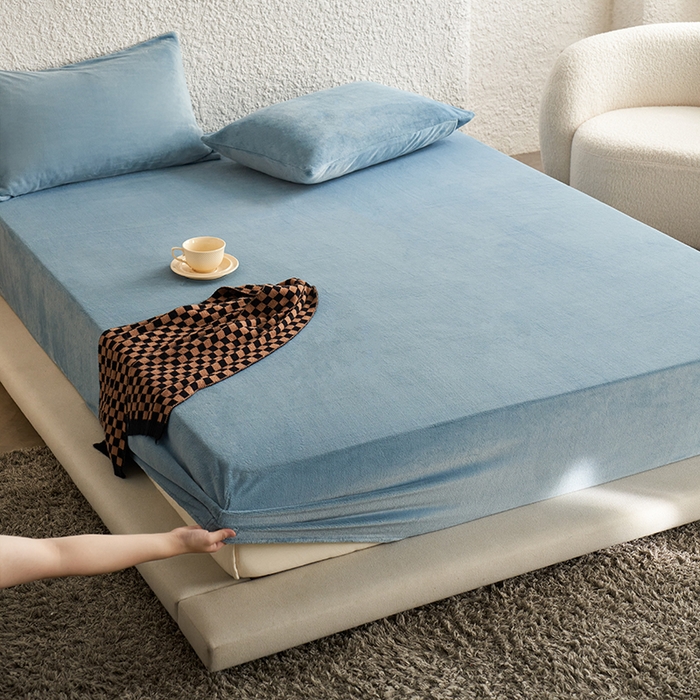 91家纺网 家纺一手货源 找家纺 千朵森 2025新款全消光牛奶绒床笠单床笠单品床笠单件床笠-芙妮 芙妮-银光蓝