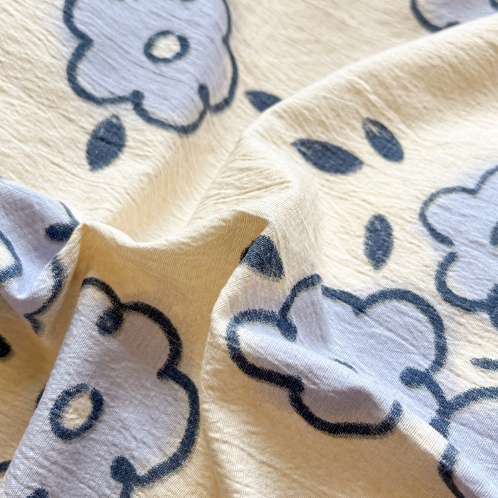 91家纺网 家纺一手货源 找家纺 爱彼家纺 2025新款亲肤舒适原麻亚麻水洗棉四件套-纽扣款 素韵花兰