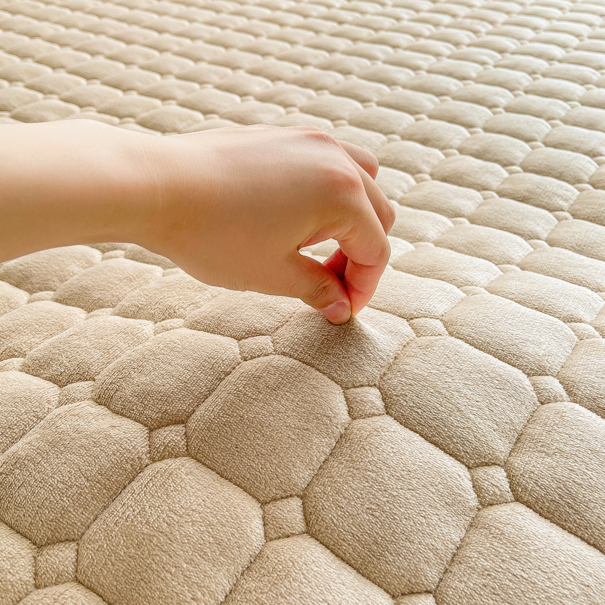 91家纺网 家纺一手货源 找家纺 眠势力 2025新款牛奶绒床垫加绒床褥子秋冬保暖珊瑚绒夹棉床护垫 卡其