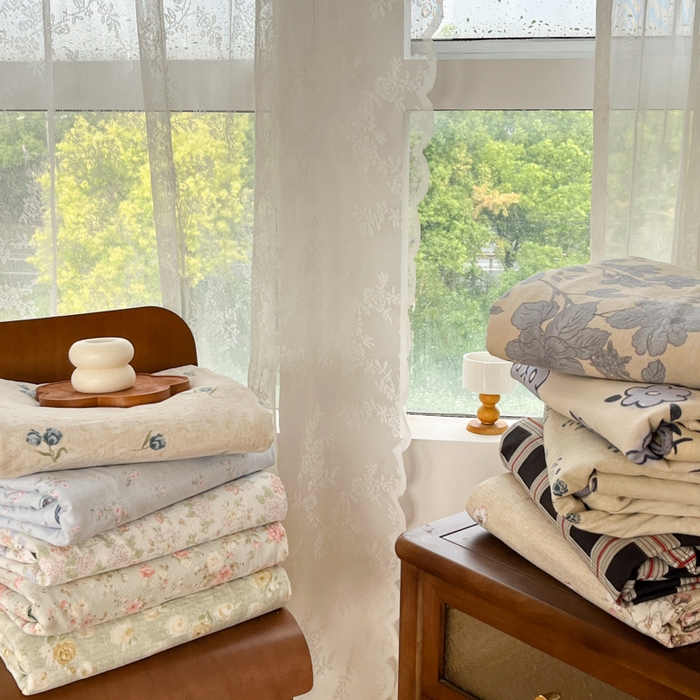 91家纺网 家纺一手货源 找家纺 爱彼家纺 2025新款亲肤舒适原麻亚麻水洗棉四件套-纽扣款 组合图