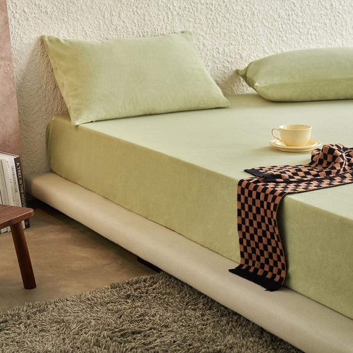 91家纺网 家纺一手货源 找家纺 千朵森 2025新款全消光牛奶绒床笠单床笠单品床笠单件床笠-芙妮 芙妮-莺茶绿