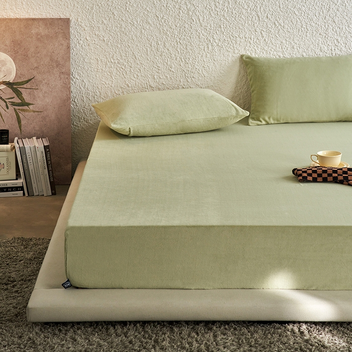 91家纺网 家纺一手货源 找家纺 千朵森 2025新款全消光牛奶绒床笠单床笠单品床笠单件床笠-芙妮 芙妮-莺茶绿