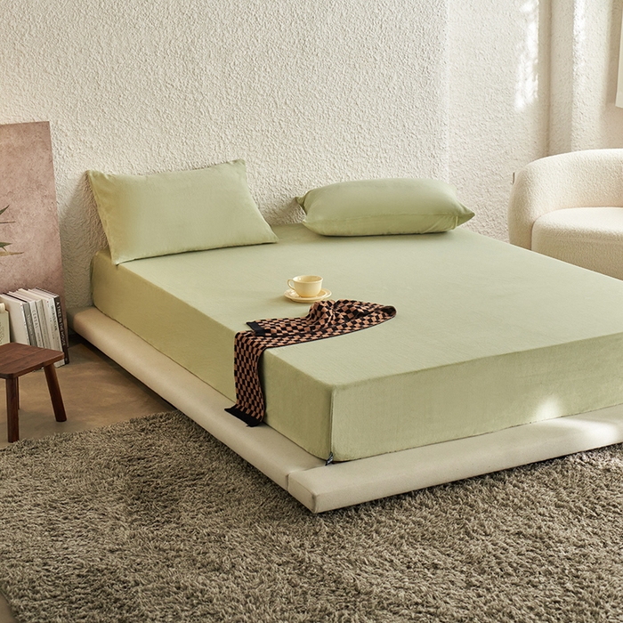 91家纺网 家纺一手货源 找家纺 千朵森 2025新款全消光牛奶绒床笠单床笠单品床笠单件床笠-芙妮 芙妮-莺茶绿