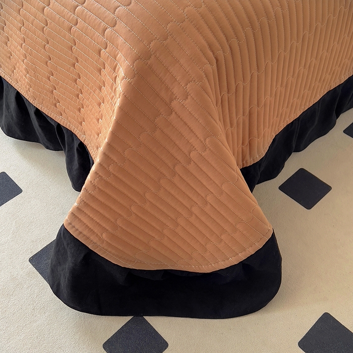 91家纺网 家纺一手货源 找家纺 美梦家纺 2025新款亲肤舒适全棉13372床盖款四件套 波点-咖