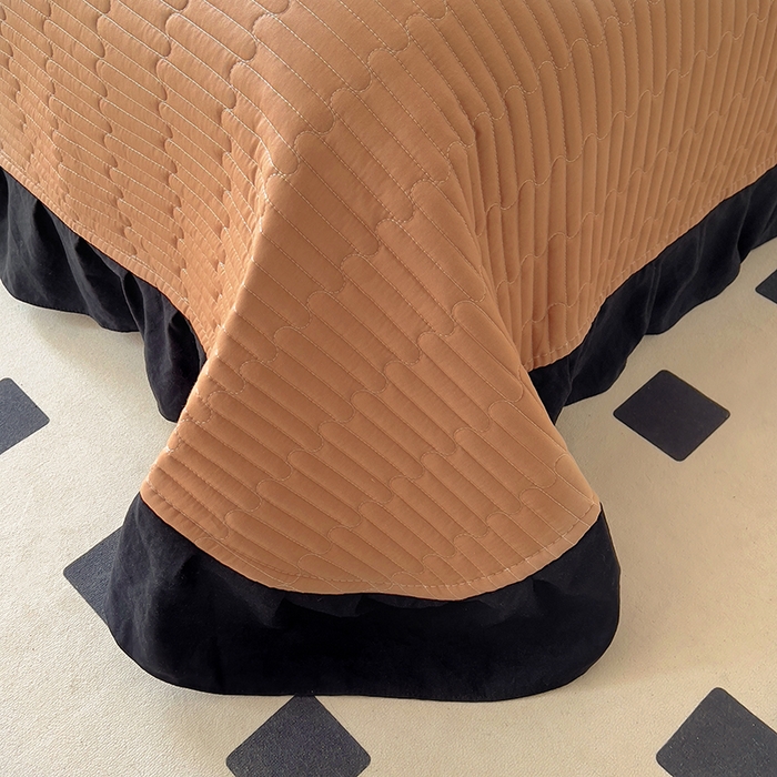 91家纺网 家纺一手货源 找家纺 美梦家纺 2025新款亲肤舒适全棉13372床盖款四件套 蝴蝶结-咖