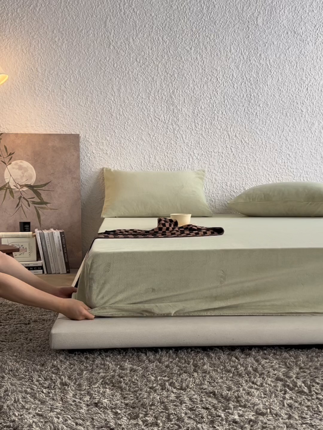 91家纺网 家纺一手货源 找家纺 千朵森 2025新款全消光牛奶绒床笠单床笠单品床笠单件床笠-芙妮 芙妮-莺茶绿