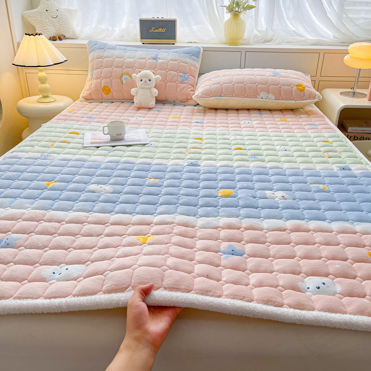 眠势力 2025新款牛奶绒床垫加绒床褥子秋冬保暖珊瑚绒夹棉床护垫 晴天
