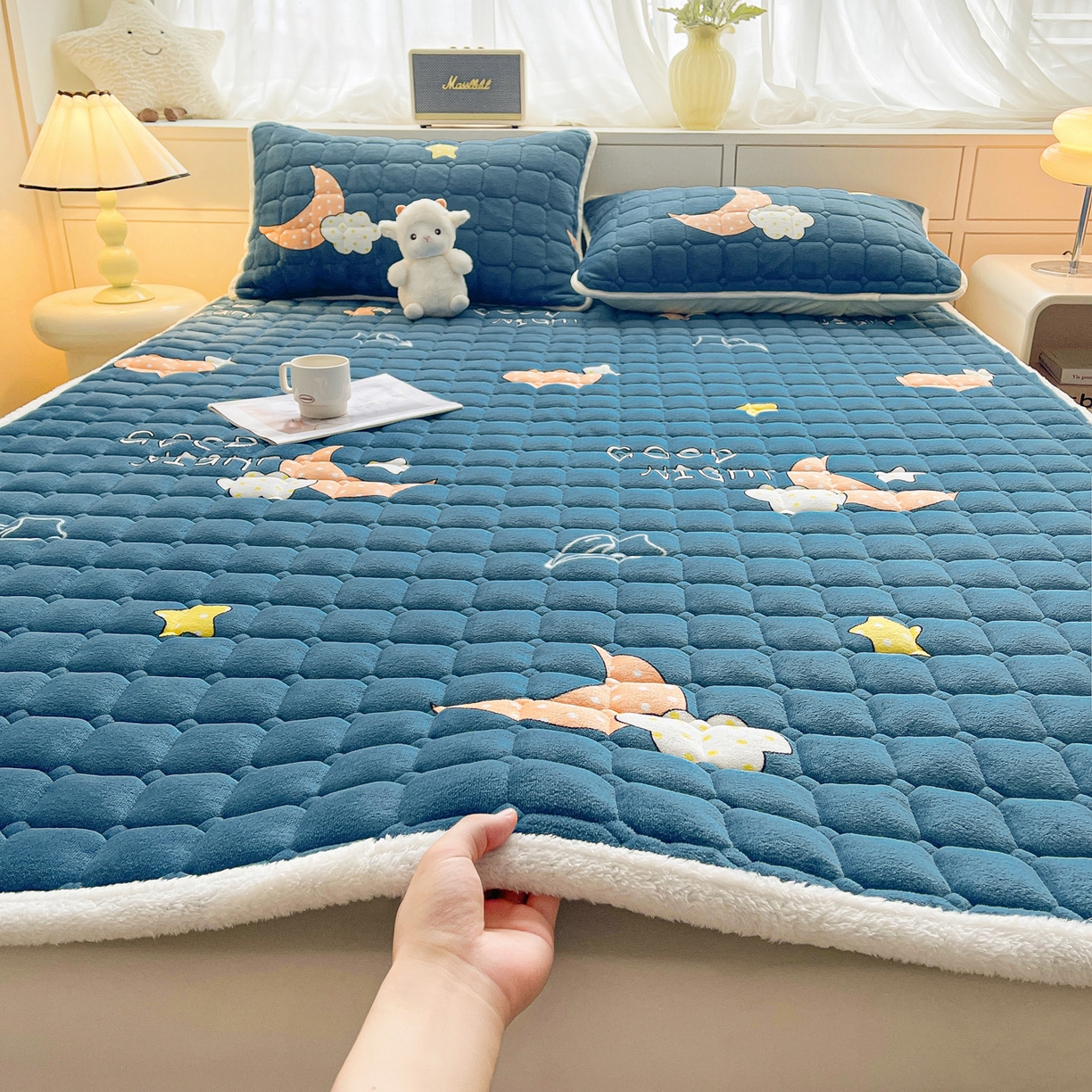 眠势力 2025新款牛奶绒床垫加绒床褥子秋冬保暖珊瑚绒夹棉床护垫 晚安